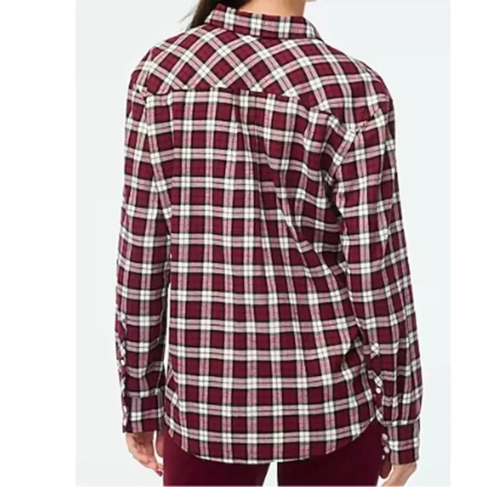 J Crew Women's Plaid Shirt Plus Size Cotton Flannel Button Down Tops 2X $79